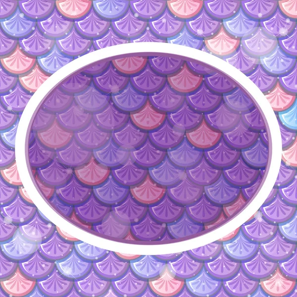 Oval Frame Template Purple Fish Scales Background Illustration — Stock Vector