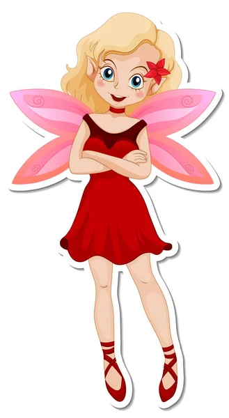 Beautiful Fairy Cartoon Character Sticker Illustration — Stock Vector