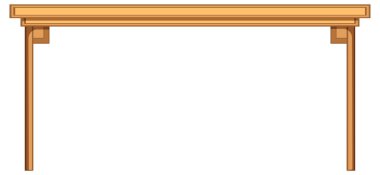 Beyaz arkaplan illüstrasyonunda iç tasarım için masa mobilyası