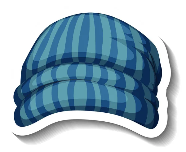 青いビーニー帽子の隔離されたイラストのステッカーテンプレート — ストックベクタ