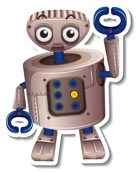 Eine Sticker Vorlage Mit Roboterspielzeug Cartoon Figur Isolierte Illustration — Stockvektor