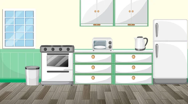 Design Interiores Cozinha Com Ilustração Móveis — Vetor de Stock
