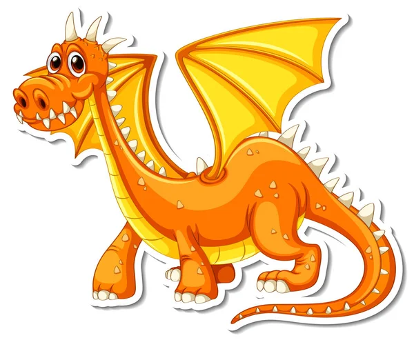 Lindo Dragón Dibujos Animados Personaje Pegatina Ilustración — Vector de stock