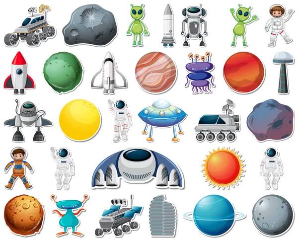 Sticker Set Outer Space Objects Astronauts Illustration Stock Vector by  ©interactimages 566762242