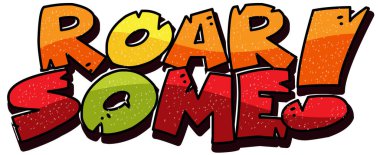 Beyaz arkaplan illüstrasyonunda Roarsome Font Banner