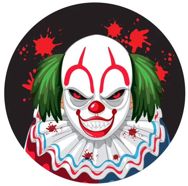 Przerażający Clown Twarz Białym Tle Ilustracji — Wektor stockowy