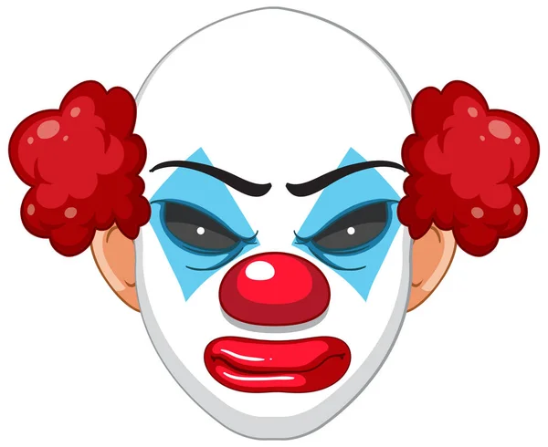 Visage Clown Effrayant Sur Fond Blanc Illustration — Image vectorielle