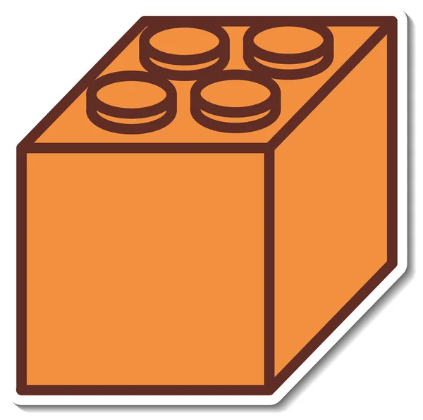 Adesivo Disegno Con Blocco Lego Arancione Isolato Illustrazione — Vettoriale Stock
