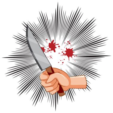 Elleri siyah ışınlar üzerinde kanlı bıçak.