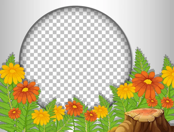 Στρογγυλό Πλαίσιο Διαφανές Τροπικά Λουλούδια Και Αφήνει Πρότυπο Εικονογράφηση — Διανυσματικό Αρχείο