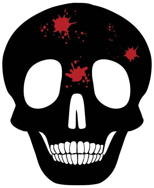 Bloody Black Skull Isolated Illustration — Stock Vector