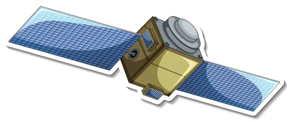 Modèle Autocollant Avec Satellite Dans Illustration Style Dessin Animé — Image vectorielle