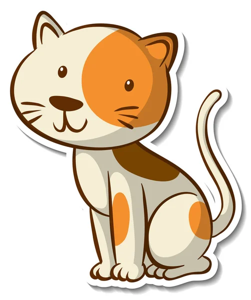 Cartoon Karakter Van Een Kat Sticker Illustratie — Stockvector