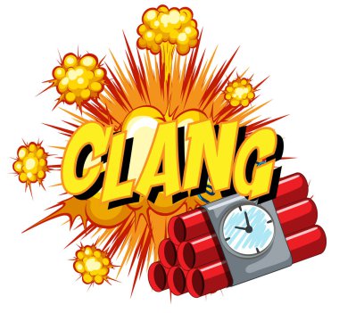 Clang metin illüstrasyonlu komik konuşma balonu