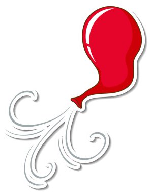 Beyaz arkaplanda havasız kırmızı balon