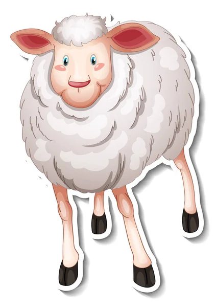 Σχεδιασμός Αυτοκόλλητο Χαριτωμένο Εικονογράφηση Χαρακτήρα Καρτούν Πρόβατα — Διανυσματικό Αρχείο