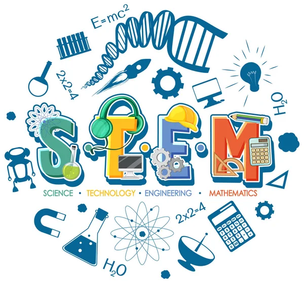 Stem Εκπαιδευτικό Λογότυπο Εικονίδιο Διακόσμηση Στοιχεία Εικονογράφηση — Διανυσματικό Αρχείο