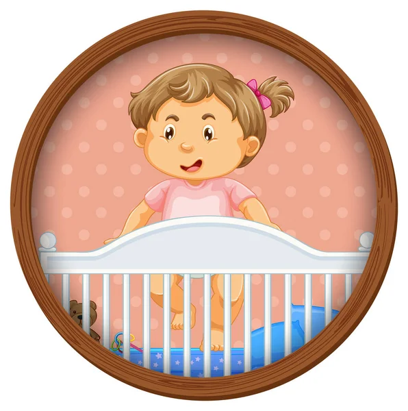Φωτογραφία Του Μωρού Στην Απεικόνιση Κούνια — Διανυσματικό Αρχείο