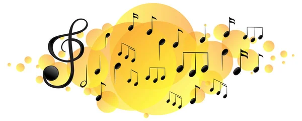 Symboles Mélodie Musicale Sur Illustration Tache Jaune — Image vectorielle