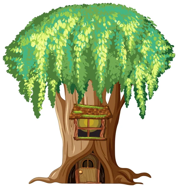 Fantasie Riesigen Baum Auf Weißem Hintergrund Illustration — Stockvektor