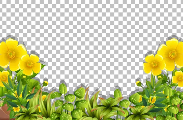 Żółty Wzór Ramki Kwiat Przezroczystym Tle Ilustracji — Wektor stockowy