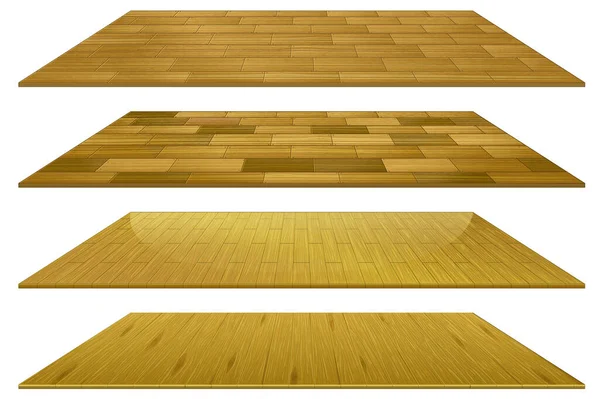 Set Different Brown Wooden Floor Tiles Isolated White Background Illustration — Stock Vector