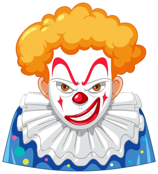 Clown Inquietante Faccia Sfondo Bianco Illustrazione — Vettoriale Stock