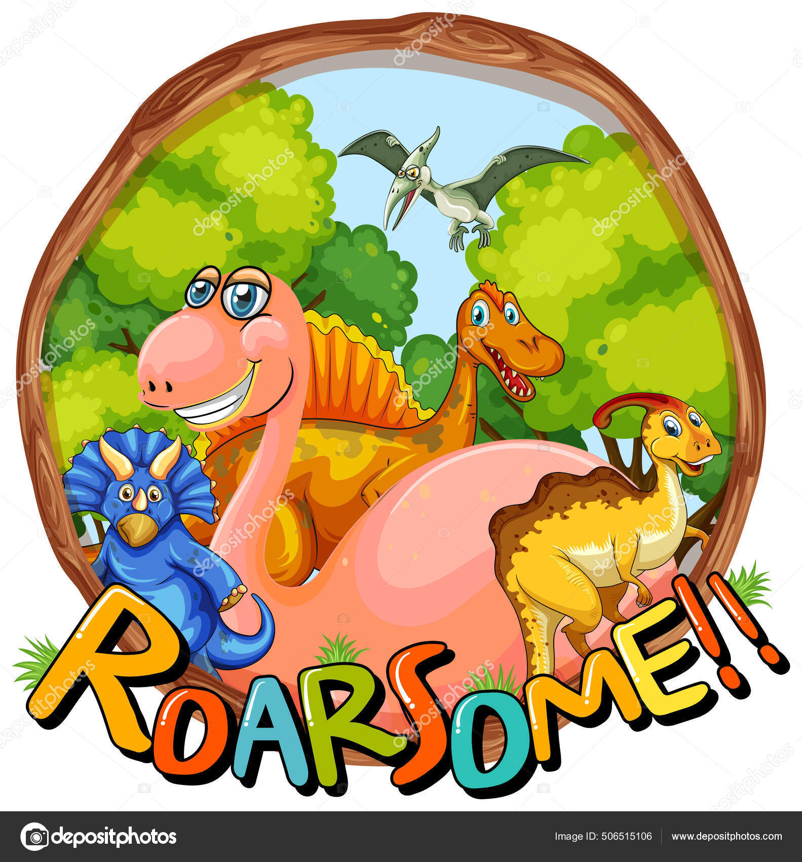 Cute Roarsome Dinosaur - Vector Graphics And Typography T-shirt