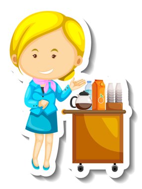 Bir uçuş görevlisi ya da hostes ile birlikte çıkartma şablonu izole edilmiş