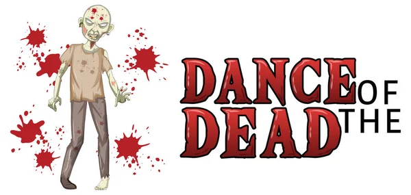 Dance Dead Creepy Zombie Illustration — Stock Vector