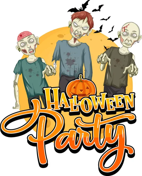 Halloween Κόμμα Ανατριχιαστικό Ζόμπι Εικονογράφηση — Διανυσματικό Αρχείο