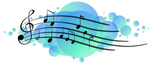 Symboles Mélodie Musicale Sur Illustration Tache Bleu Vif — Image vectorielle