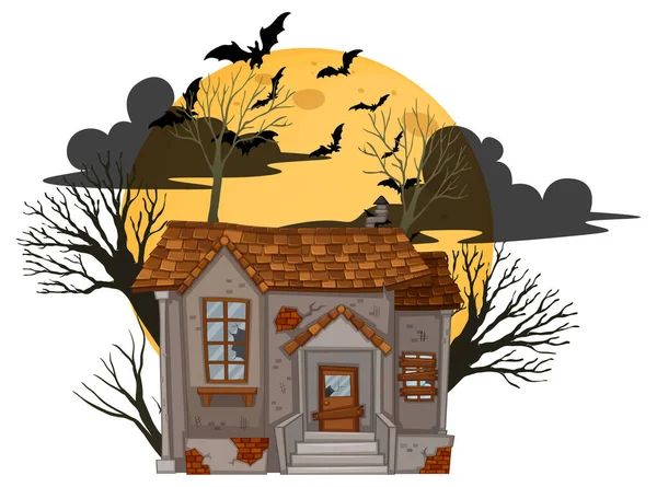 Isolated Halloween Abandoned House Illustration — Stock Vector