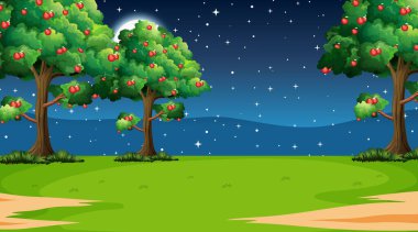 Gece manzarasında boş doğa parkı manzarası