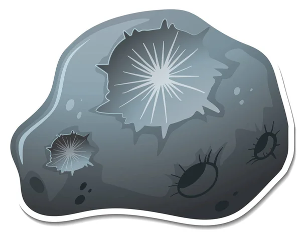 Sticker Sjabloon Met Meteoriet Geïsoleerde Illustratie — Stockvector