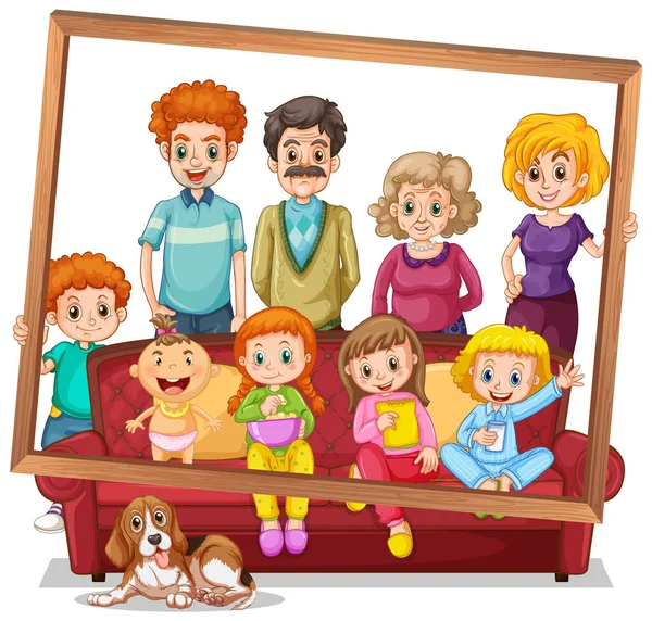 Geïsoleerde Familiefoto Met Fotolijst Illustratie — Stockvector