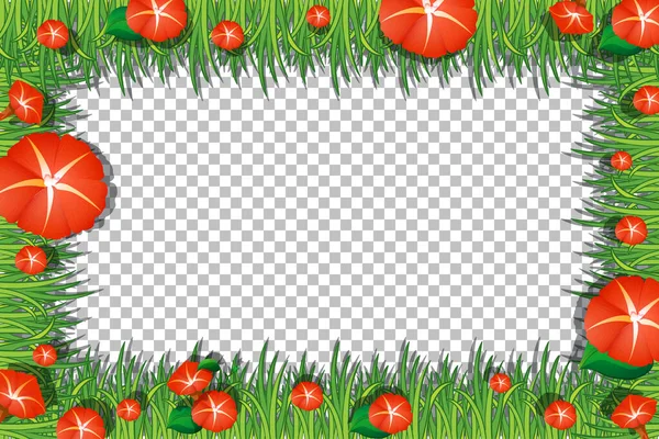 Flowers Leaves Frame Template Transparent Background Illustration — Stock Vector