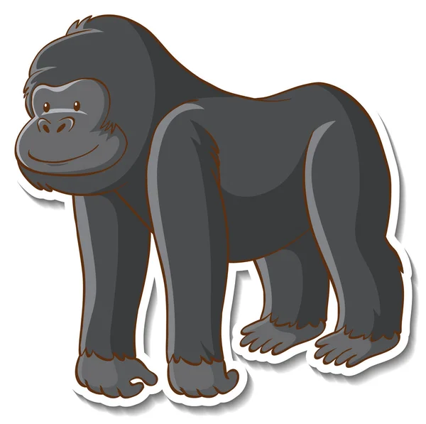 Diseño Etiqueta Engomada Con Una Ilustración Aislada Gorila — Archivo Imágenes Vectoriales
