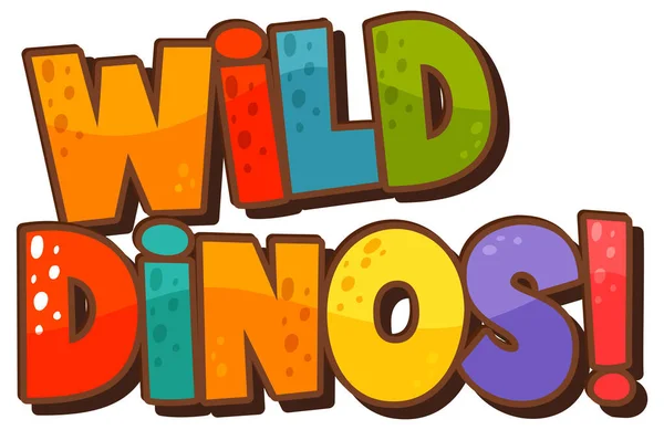 Dinosaurus Téma Wild Dinos Font Banner Bílém Pozadí Ilustrace — Stockový vektor