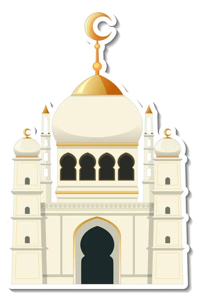 Modello Adesivo Con Moschea Edificio Isolato Illustrazione — Vettoriale Stock