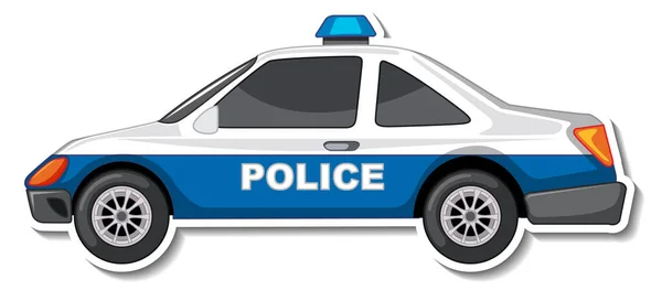 Diseño Etiqueta Engomada Con Vista Lateral Del Coche Policía Ilustración — Vector de stock