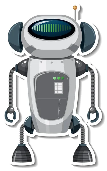 Sticker Template Robot Cartoon Style Illustration — Stock Vector