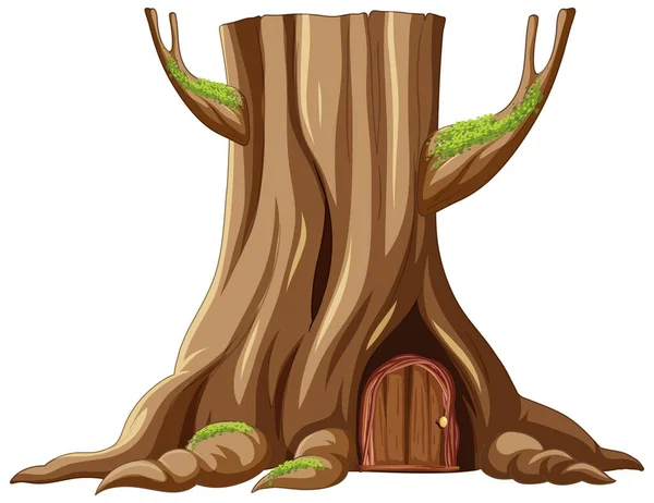 Ağaç Gövdesinin Içindeki Ağaç Evi — Stok Vektör