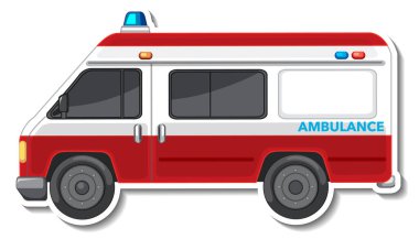 Ambulans arabasının yan görünümlü çıkartma tasarımı izole edilmiş resimleme