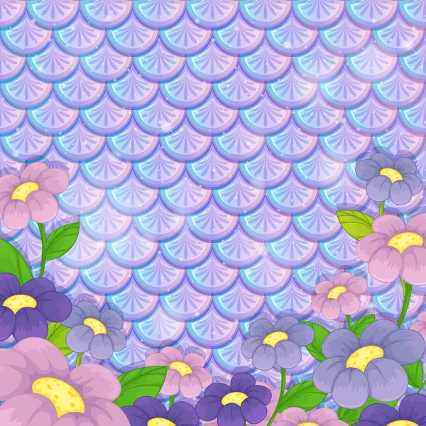 Padrão Escalas Pastel Roxo Com Muitas Flores Ilustração — Vetor de Stock