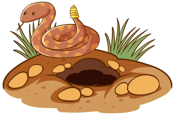 Serpiente Sonajero Con Agujero Sobre Fondo Blanco Ilustración — Archivo Imágenes Vectoriales