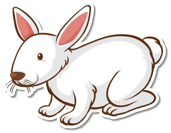 Шаблон Наклейки Изолированной Иллюстрацией Белого Кролика — стоковый вектор