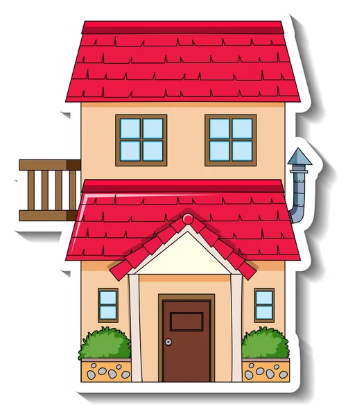 Sticker Sjabloon Met Één Huis Geïsoleerde Illustratie — Stockvector
