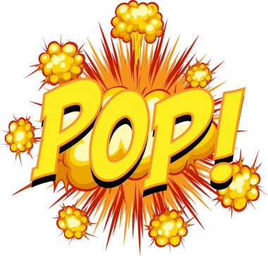 Pop metin illüstrasyonlu komik konuşma balonu