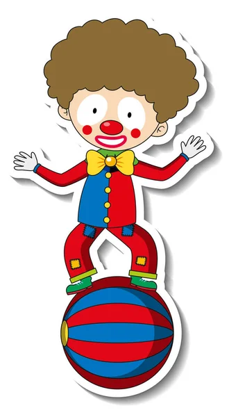 Adesivo Modello Con Felice Clown Personaggio Cartone Animato Isolato Illustrazione — Vettoriale Stock